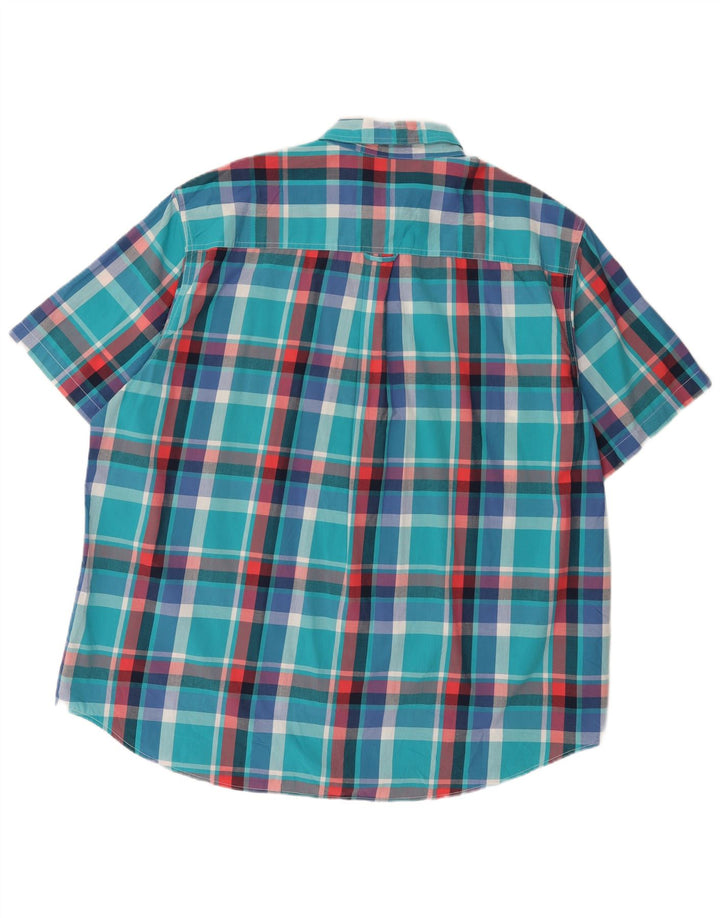 Camicia a maniche corte grande da uomo Chaps 2XL in cotone a quadri blu