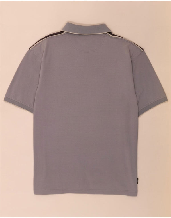 Polo da uomo Lotto UK 40/42 Large Blu Colorblock in cotone