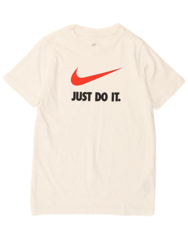 T-shirt grafica da ragazzo Nike Top 10-11 anni cotone bianco medio