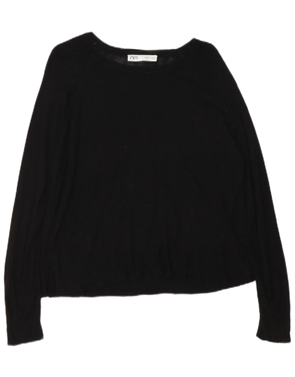 Maglione maglione con scollo a barca da donna Zara UK 14 medio nero