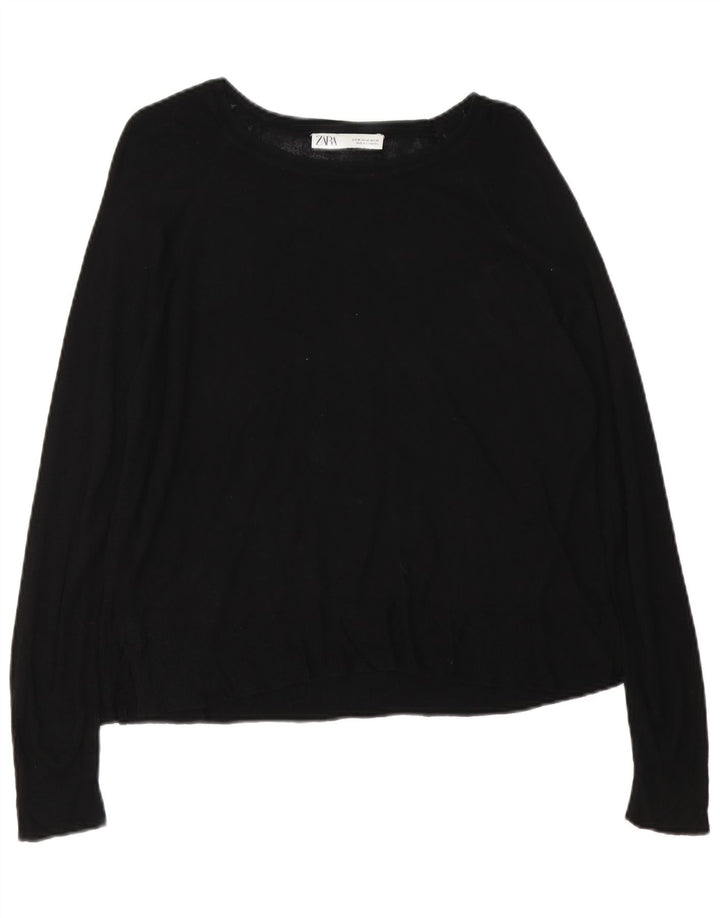 Maglione maglione con scollo a barca da donna Zara UK 14 medio nero
