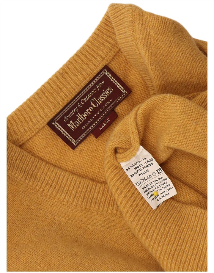 Marlboro Classics Maglione da uomo con scollo a V, grande, in lana gialla
