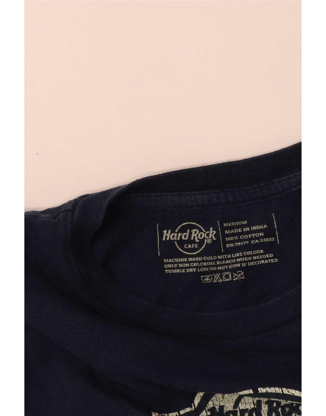 T-shirt grafica da uomo Hard Rock Cafe Top in cotone blu navy medio