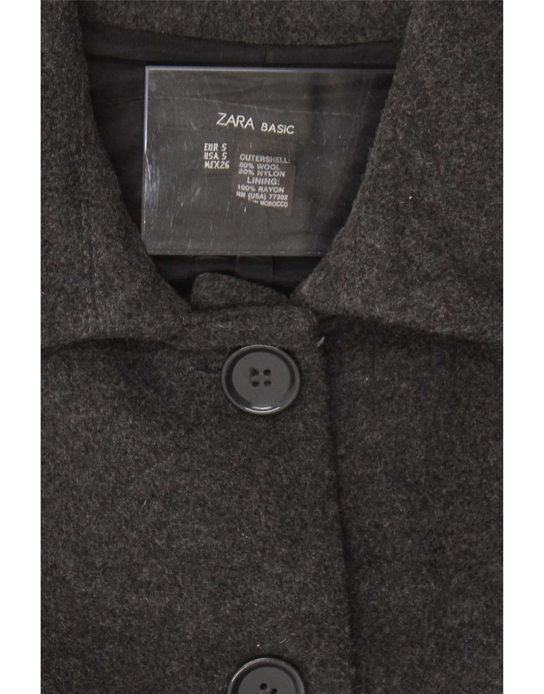 Cappotto Zara Donna UK 10 Small Grigio Lana