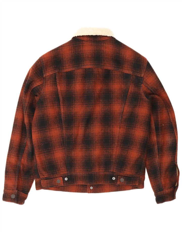 Levi's Mens Sherpa Jacket UK 36 Small Brown Check Polyester