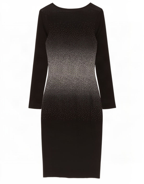 Abito aderente a maniche lunghe da donna Oasis UK 10 Piccolo cotone chiazzato nero