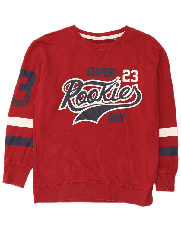 Felpa grafica da uomo Superdry Maglione piccolo rosso in cotone color block