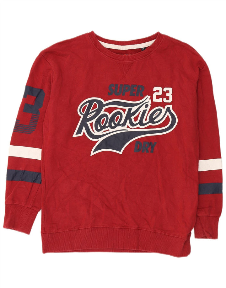 Felpa grafica da uomo Superdry Maglione piccolo rosso in cotone color block