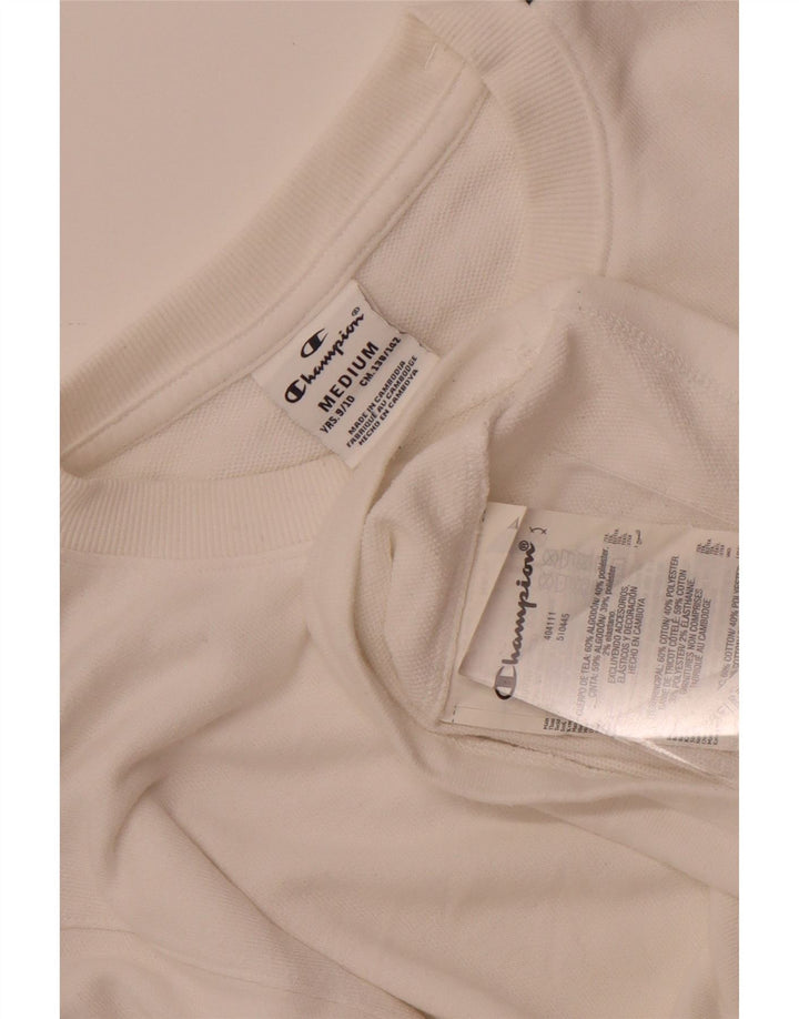 Top grafico da ragazzo Champion manica lunga 9-10 anni cotone bianco medio