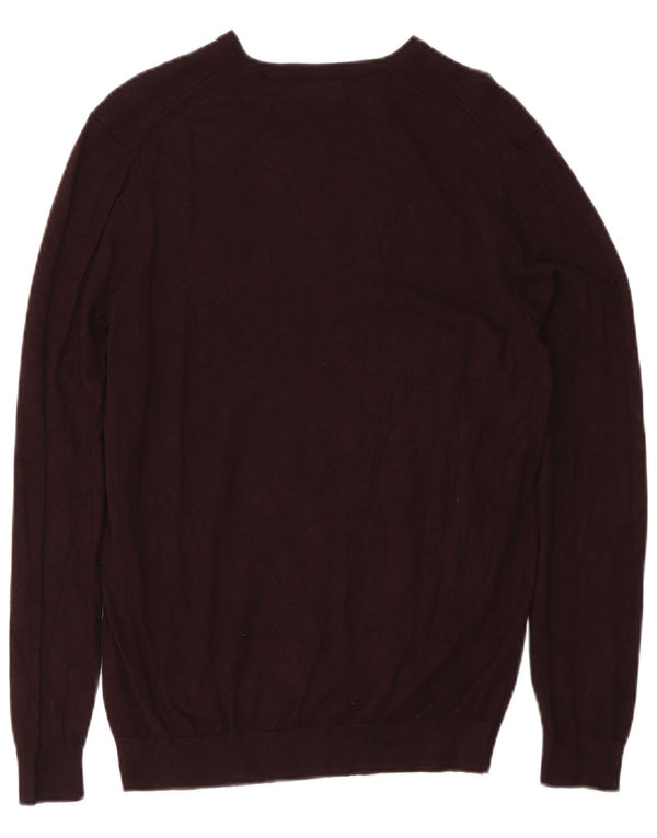 Maglione Zara da uomo con scollo a V in viscosa bordeaux medio