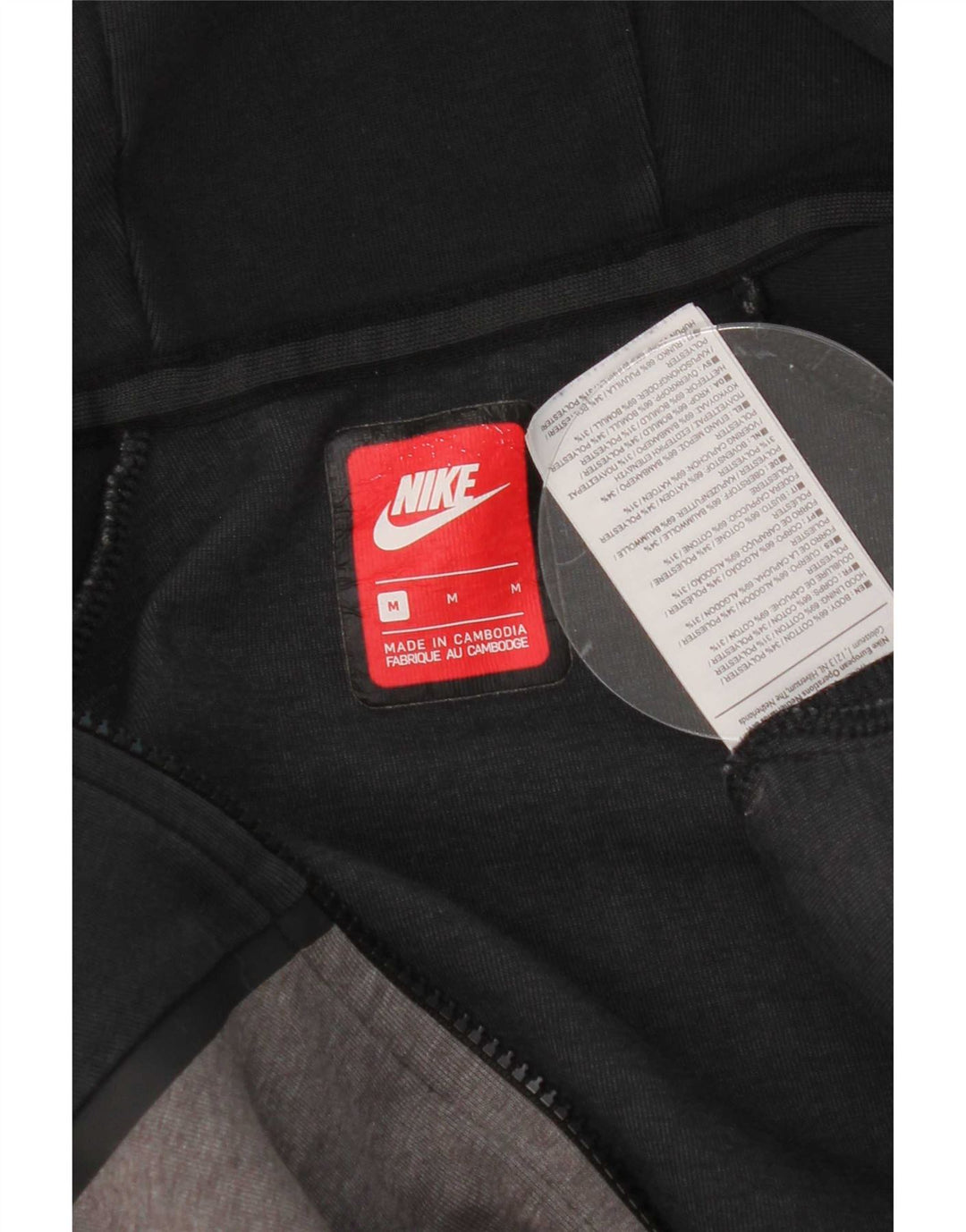 Felpa con cappuccio e zip Nike da uomo in cotone color block medio nero