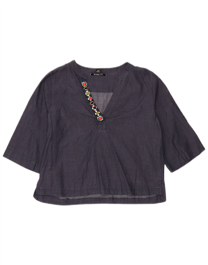 Camicia pullover con maniche a 3/4 corta da donna Marella UK 10 Small Blu Navy