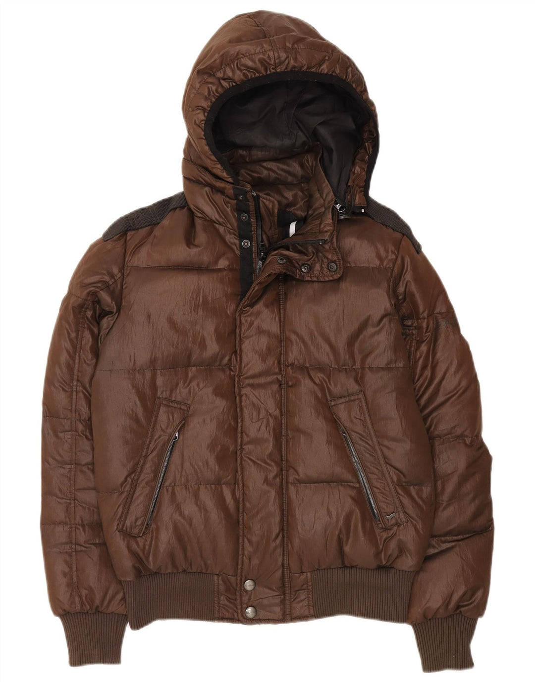 Giacca imbottita bomber con cappuccio da uomo Gas UK 36 piccola poliestere marrone