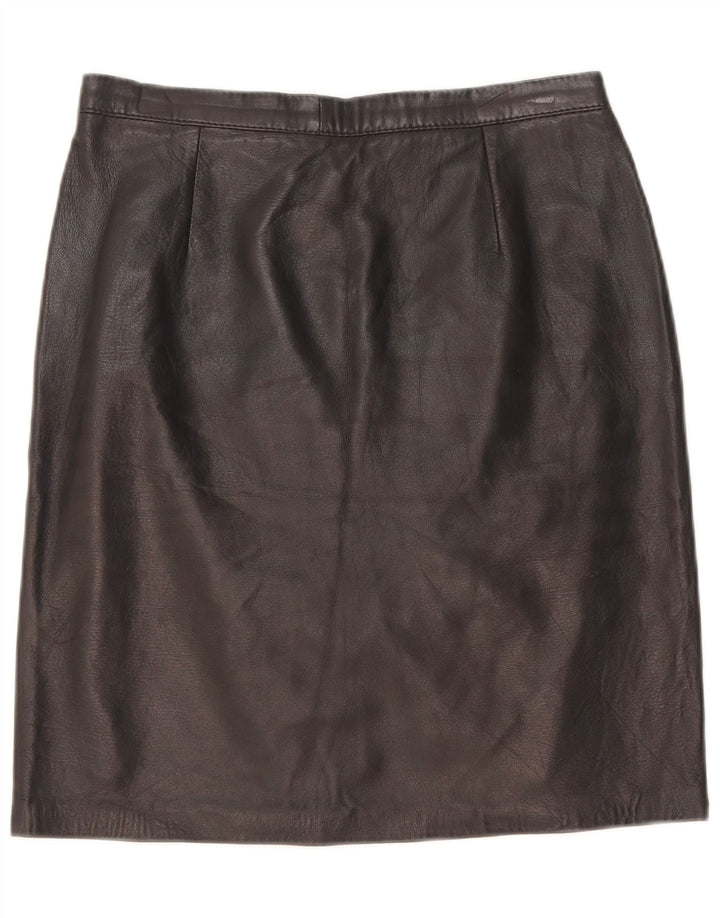 Gonna in pelle vintage da donna W28 media nera