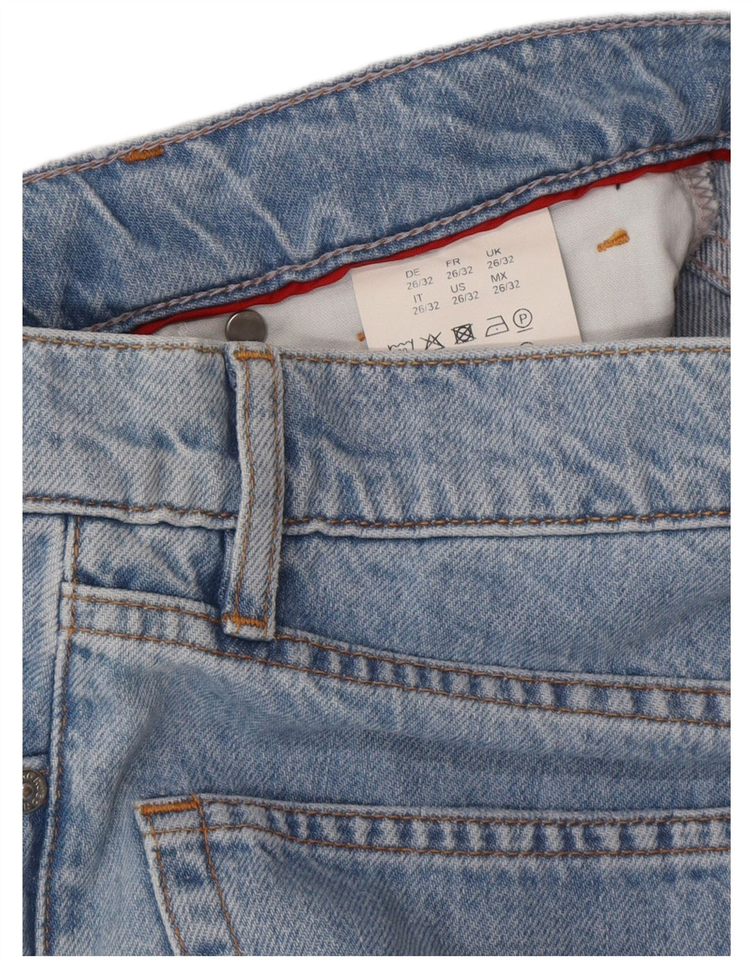 Jeans HUGO BOSS da donna a vita alta, gamba larga, W26 L25, cotone blu