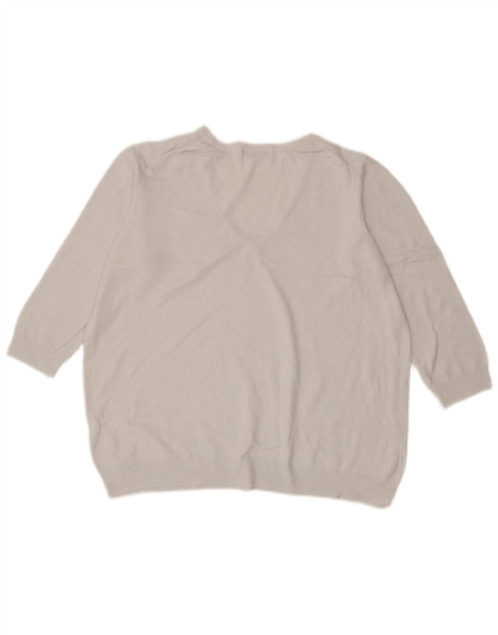 Maglione da donna Marks & Spencer con maniche a 3/4 e scollo a V UK 14 Medio Bianco