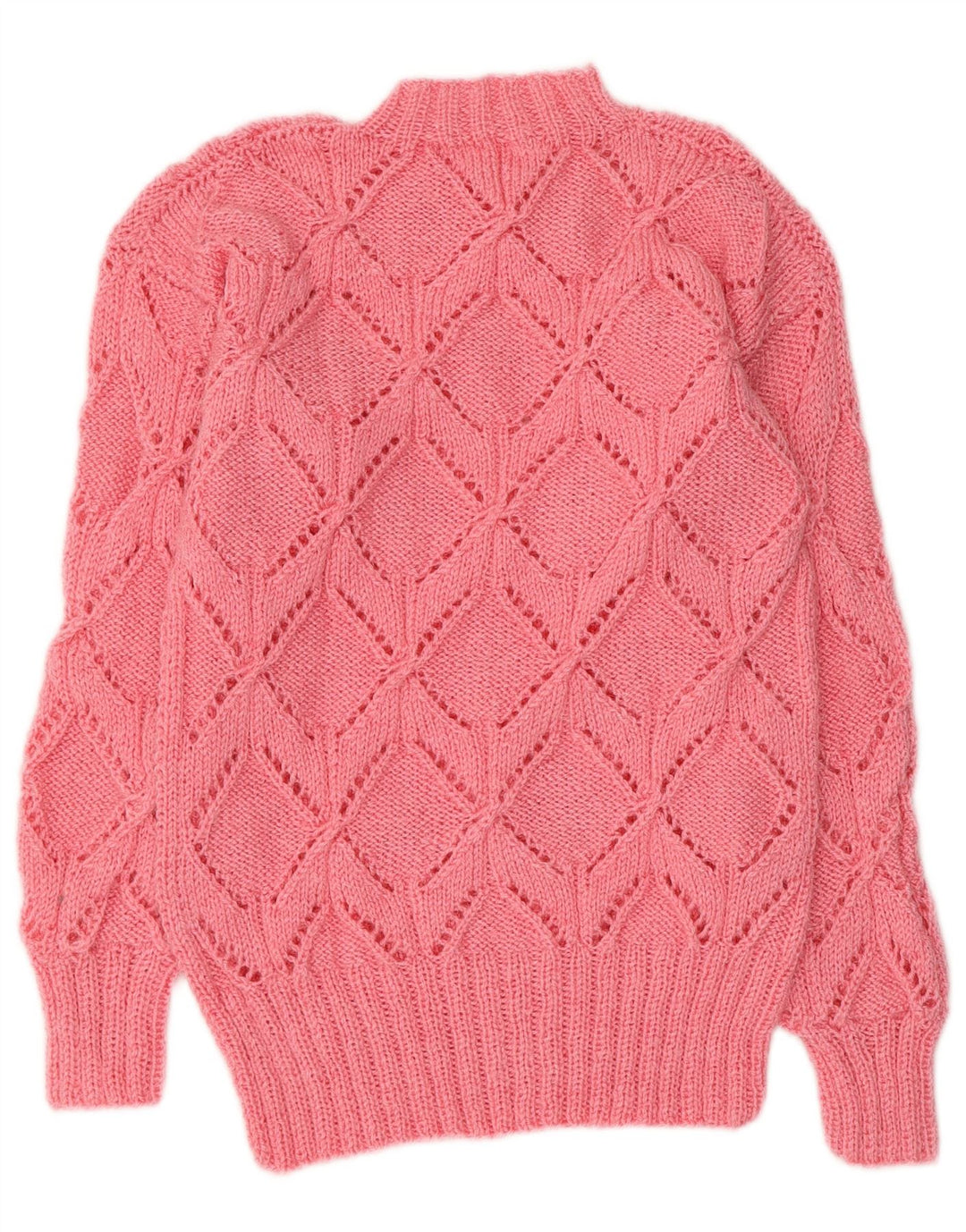 Maglione maglione vintage da donna con collo dolcevita UK 10 piccolo rosa