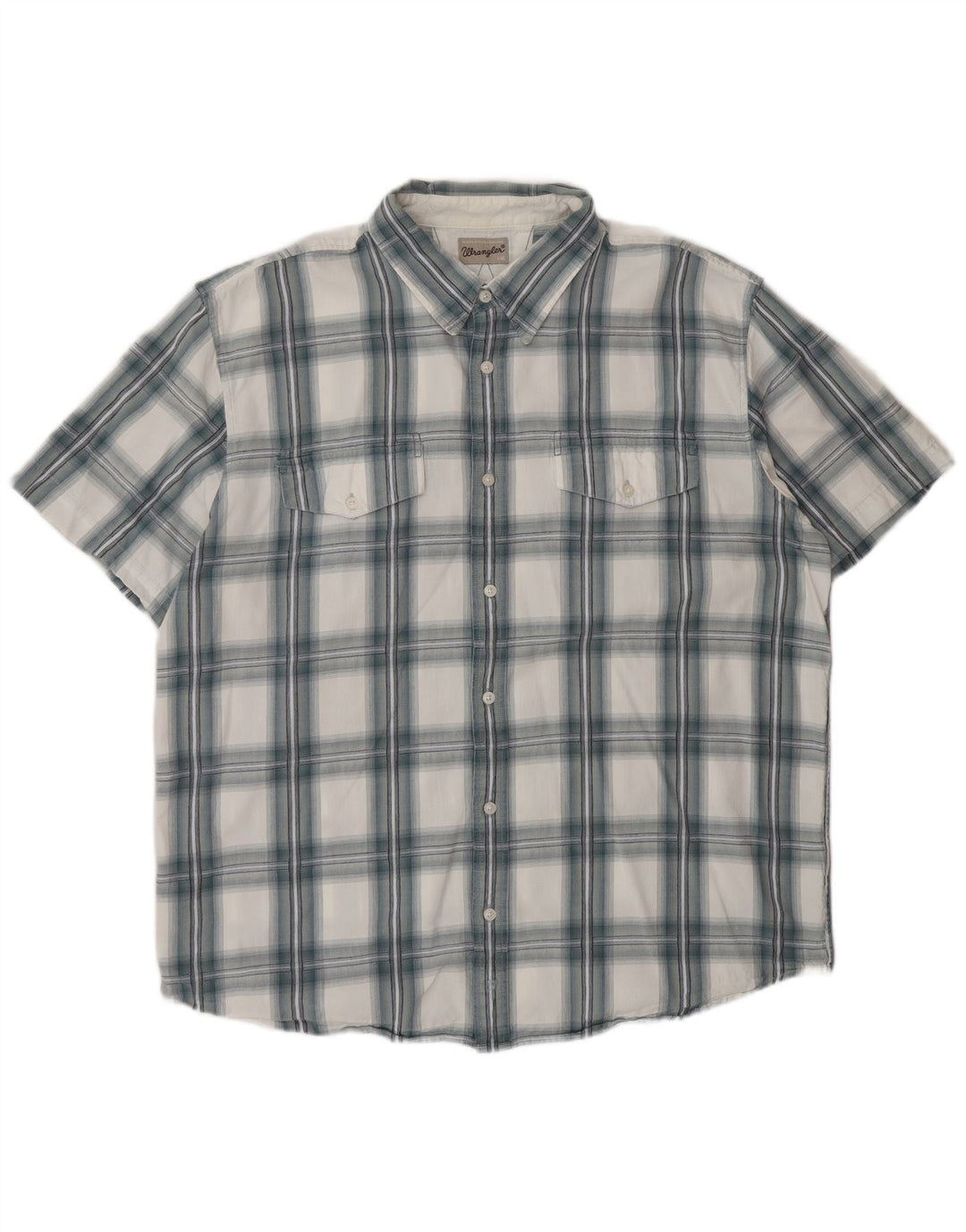 Camicia a maniche corte da uomo Wrangler 2XL in cotone a quadri blu