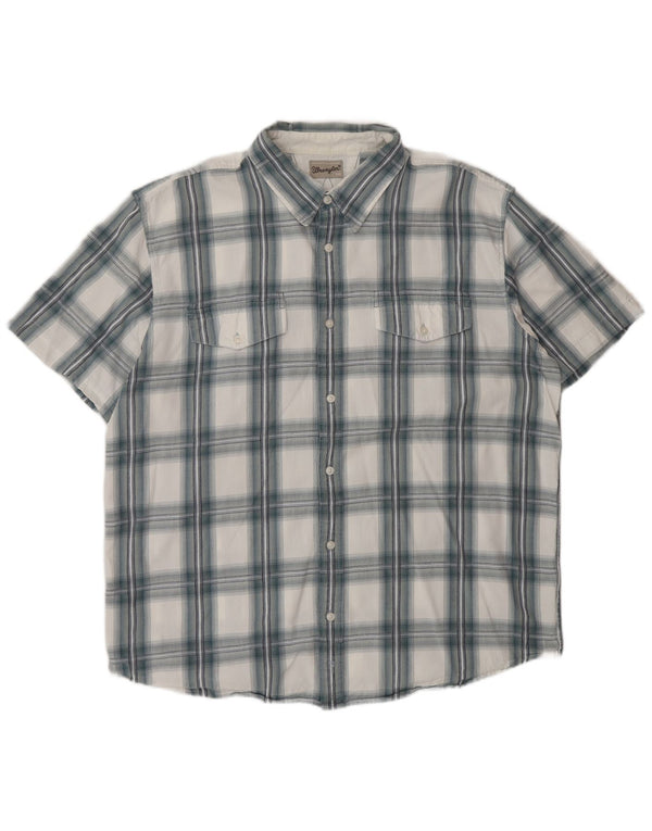 Camicia a maniche corte da uomo Wrangler 2XL in cotone a quadri blu