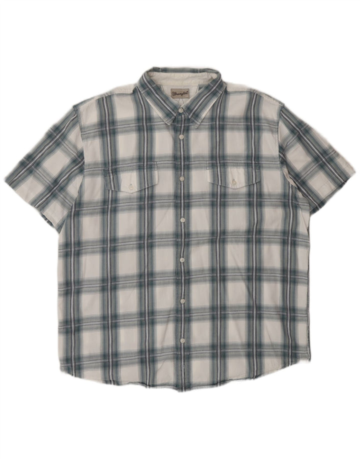 Camicia a maniche corte da uomo Wrangler 2XL in cotone a quadri blu