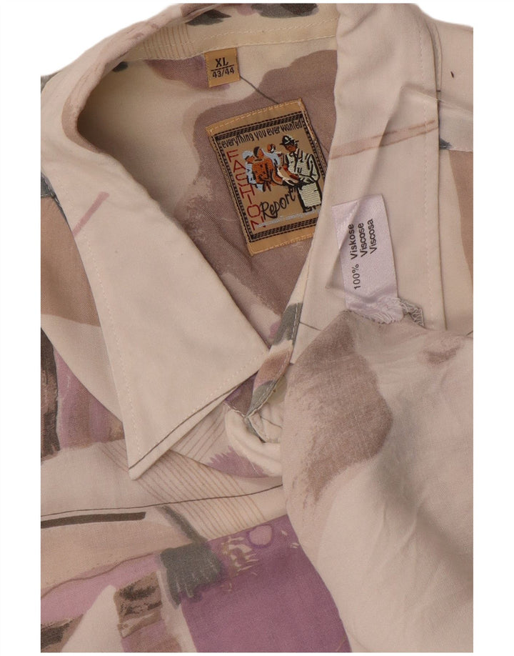 Camicia da uomo con motivo astratto VINTAGE taglia 43/44 XL multicolore