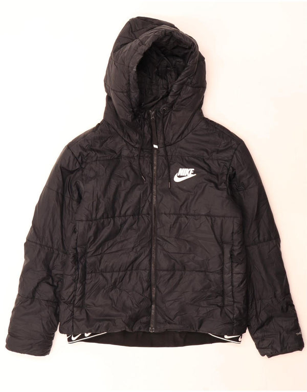 Giacca imbottita con cappuccio Nike Therma-Fit Graphic da donna UK 14 Medium Nera