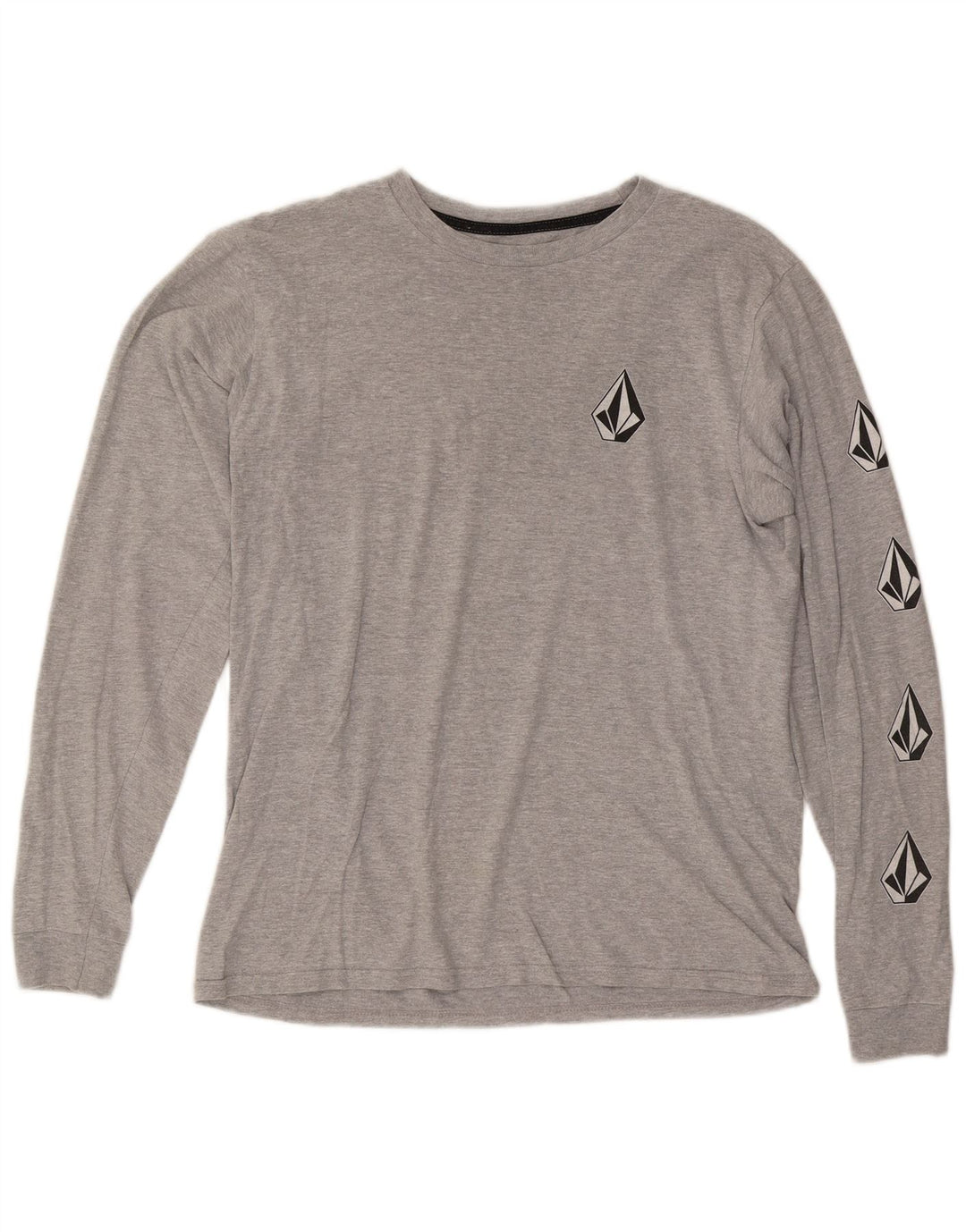 Top grafico da uomo VOLCOM a maniche lunghe in cotone grigio medio