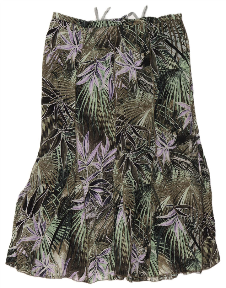 Gonna a tromba a vita alta da donna GELCO UK 16 grande W32 verde floreale