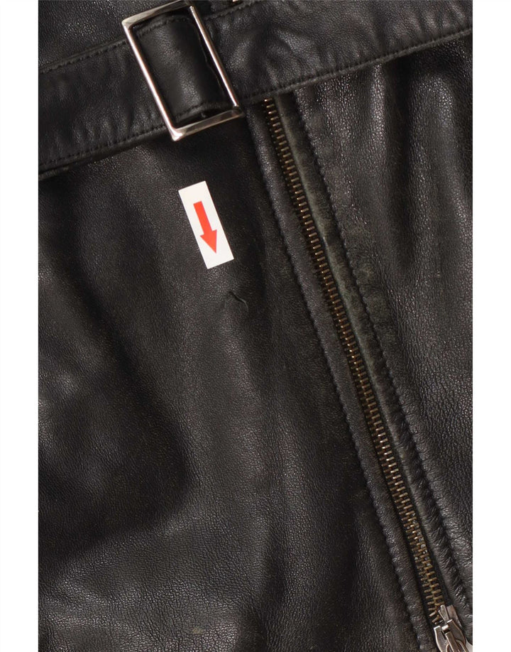 Giacca in pelle vintage da donna UK 12 media nera