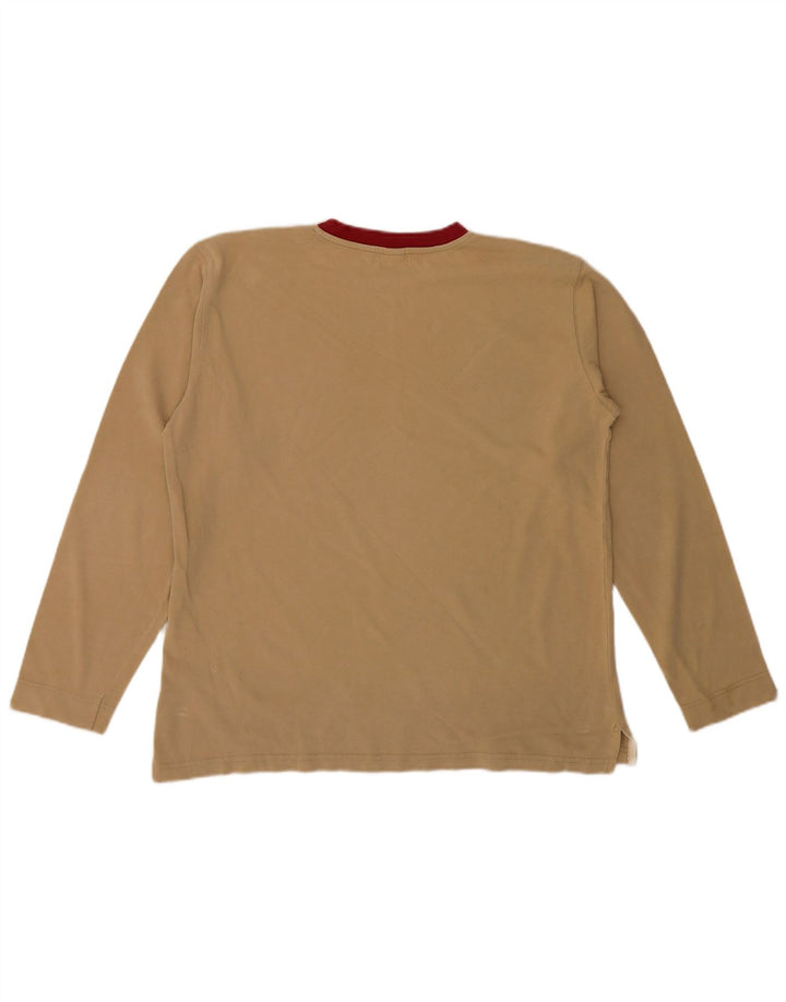 North Sails Top grafico da uomo a maniche lunghe in cotone color block beige grande