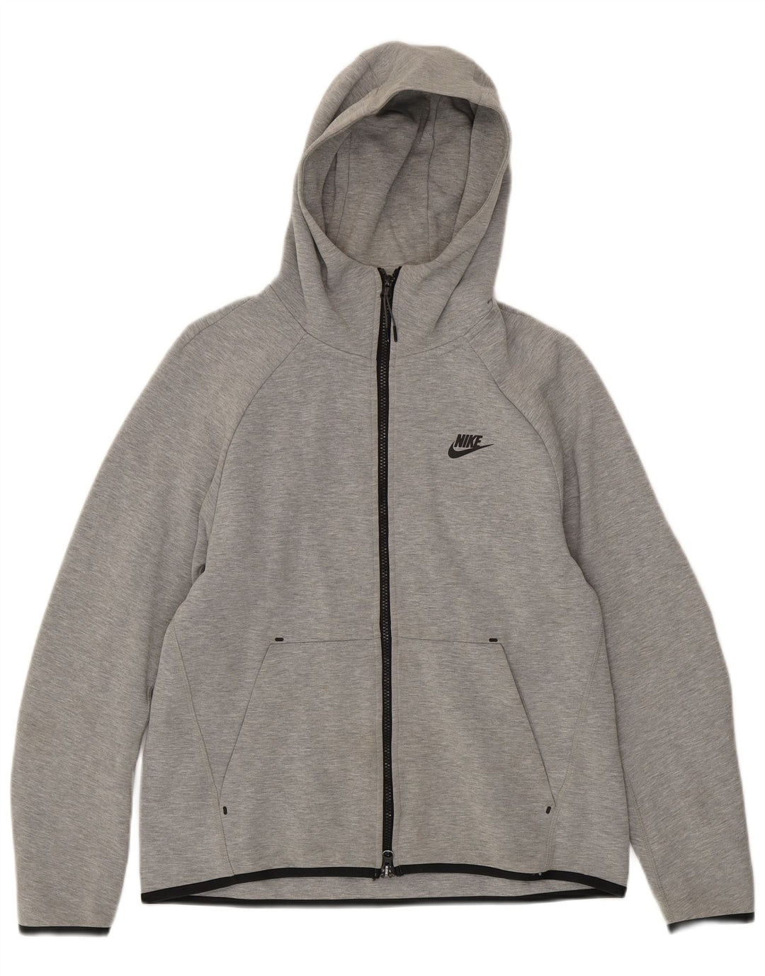 Felpa con cappuccio e zip Nike da uomo in cotone grigio medio