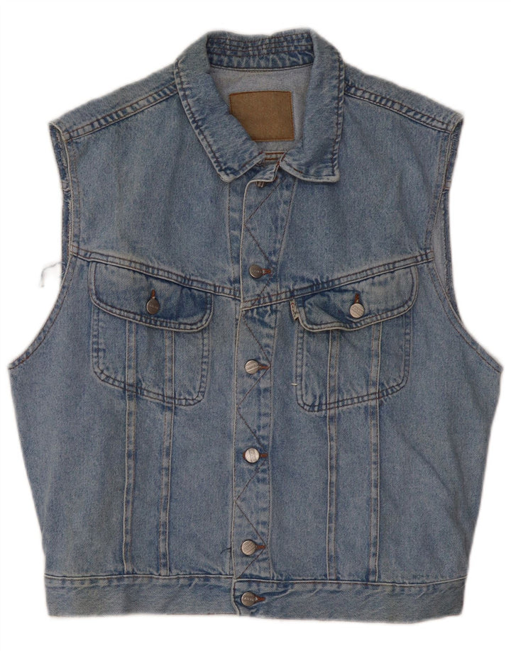 Gilet di jeans vintage da uomo UK 36 piccolo blu