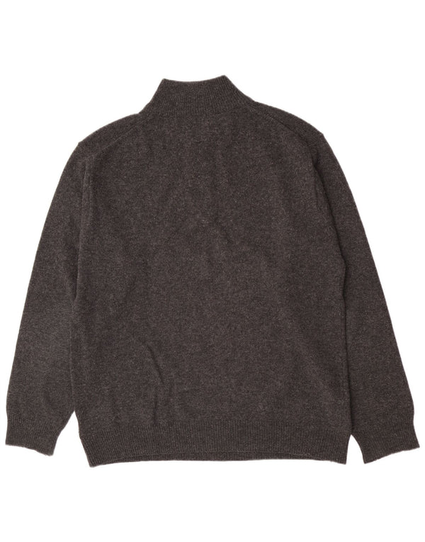 Maglione Asics da uomo con zip e collo XL in lana d'agnello grigia