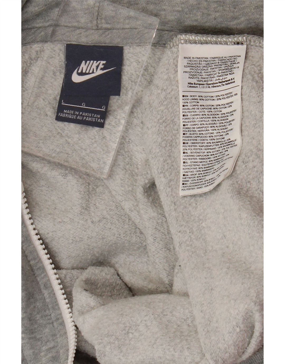 Maglione con cappuccio e zip da donna NIKE UK 16 grande cotone grigio