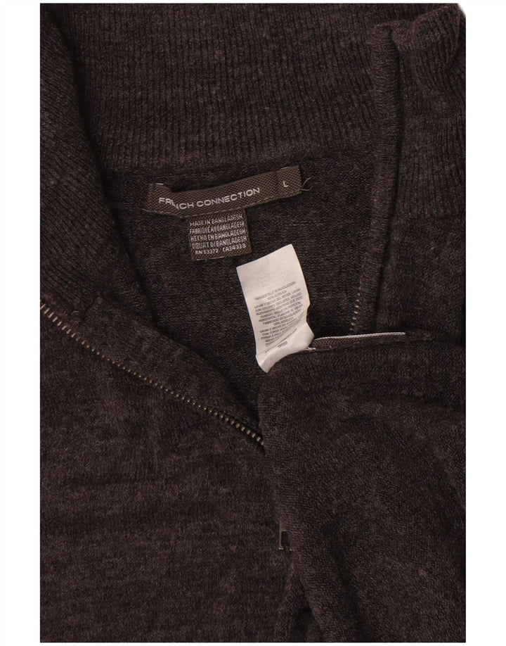 Maglione da uomo con cerniera French Connection, maglione grande, acrilico screziato grigio