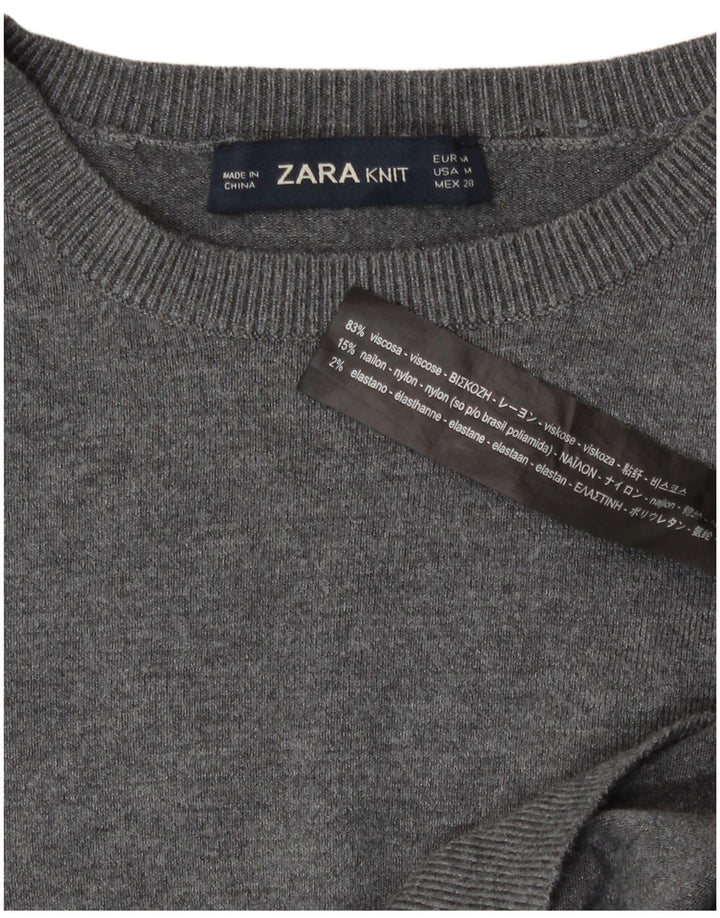 Maglione maglione girocollo da donna Zara UK 12 Viscosa grigio medio
