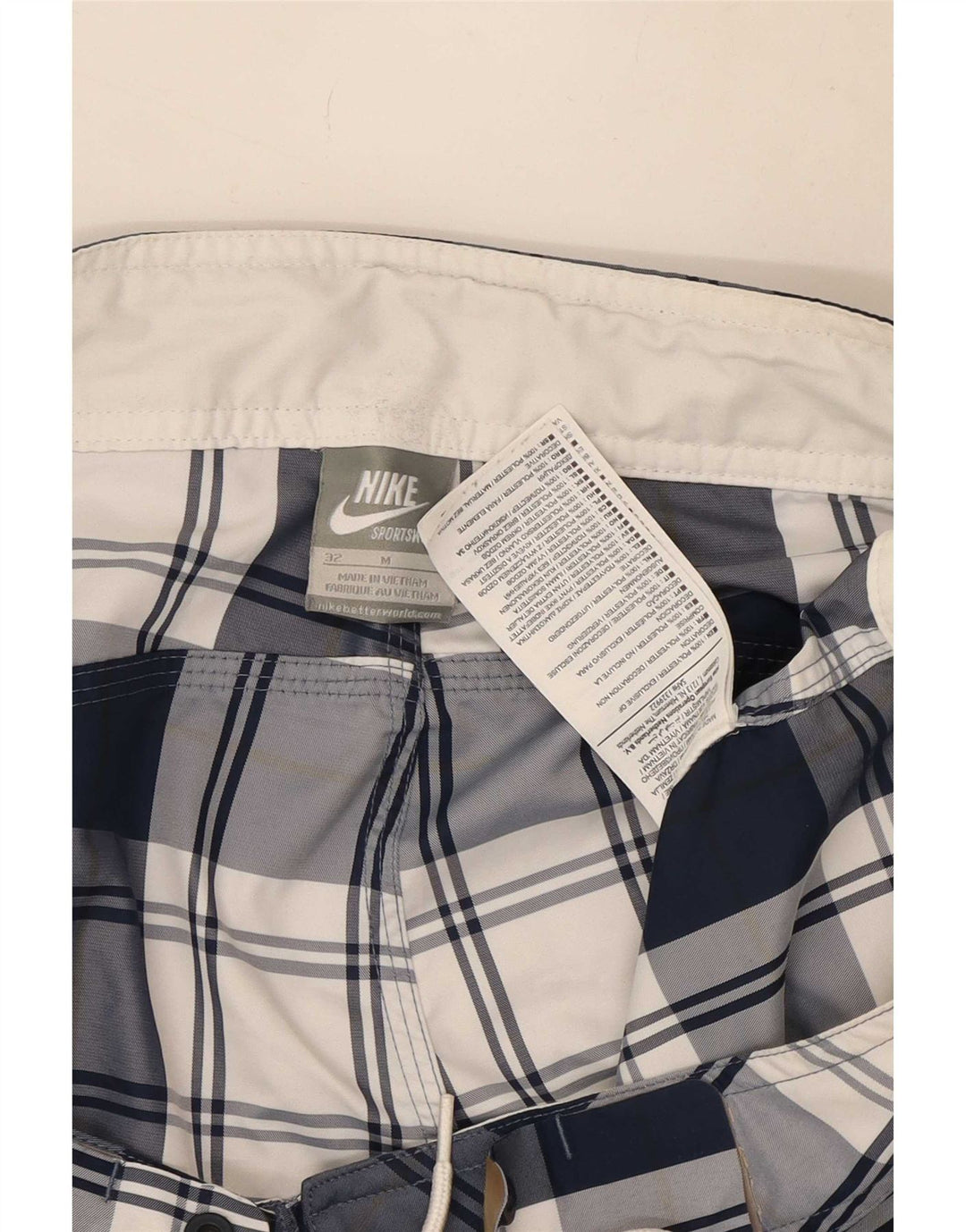 Pantaloncini da bagno Nike da uomo medi in poliestere a quadri blu navy