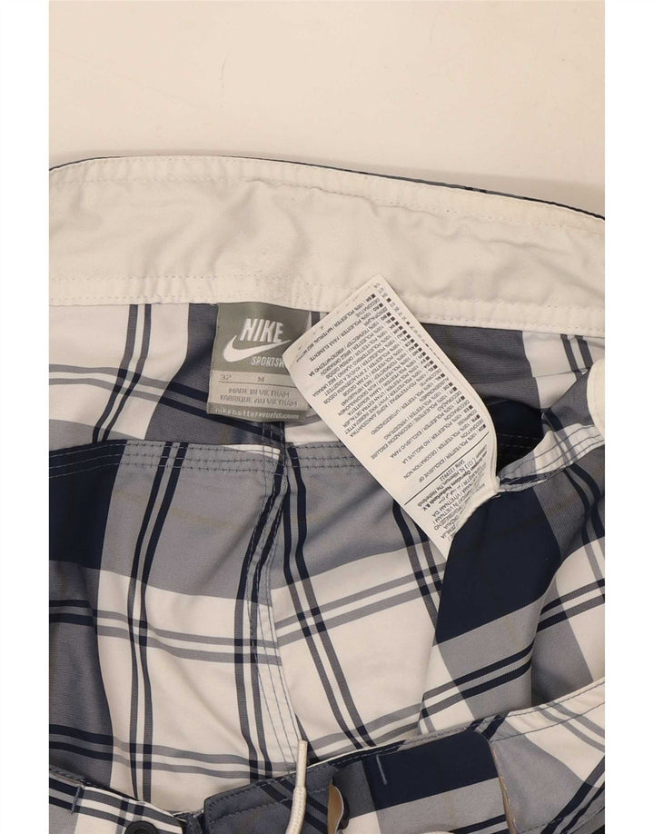 Pantaloncini da bagno Nike da uomo medi in poliestere a quadri blu navy