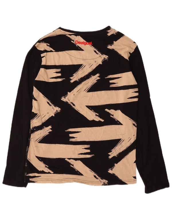 Desigual Mens Graphic Top manica lunga cotone medio nero