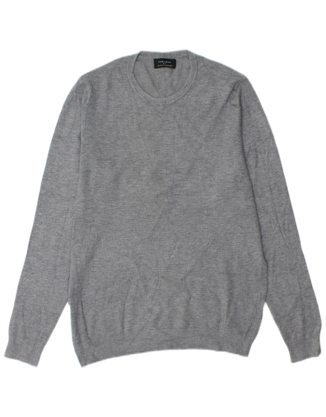 Maglione ZARA da uomo girocollo grande in viscosa grigia