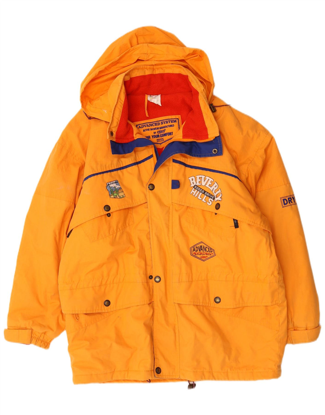 Giacca da sci oversize con cappuccio da donna Etirel Beverly Hills UK 16 grande gialla