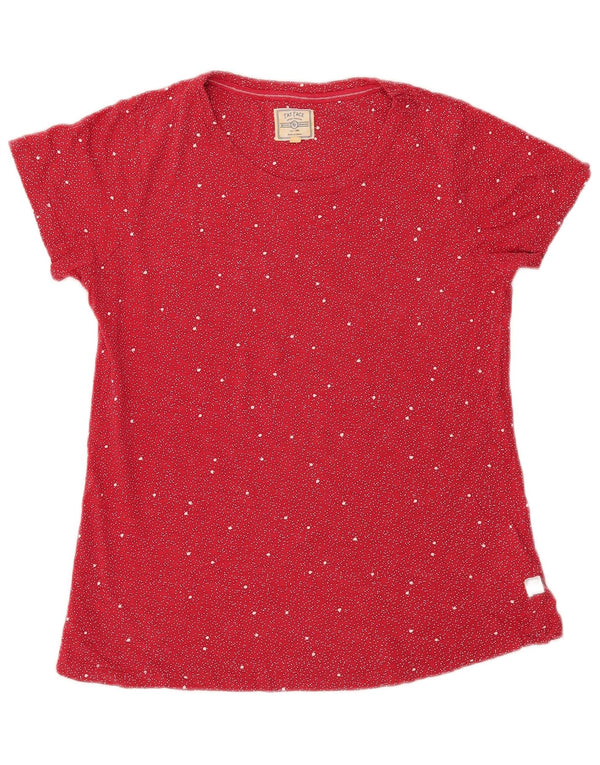 FAT FACE Womens T-Shirt Top UK 10 Small Red Spotted Cotton