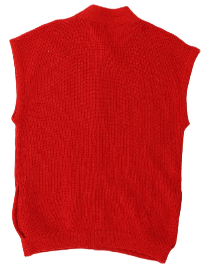 Maglione cardigan senza maniche vintage da uomo rosso medio