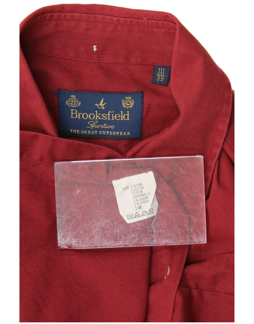Camicia da uomo Brooksfield taglia 39 cotone marrone medio medio