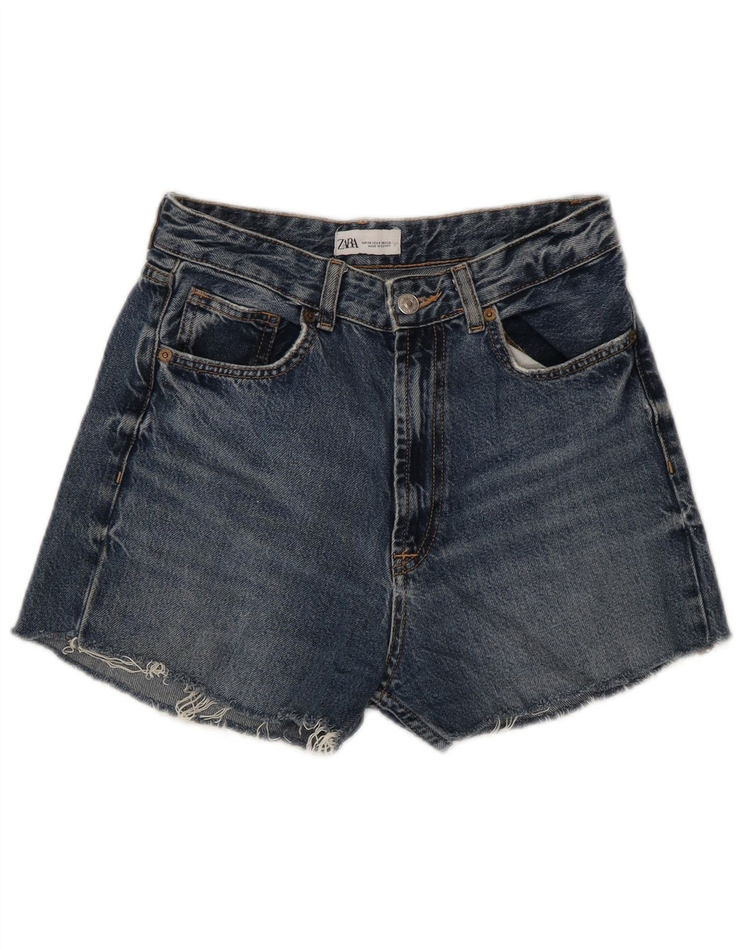 Pantaloncini di jeans da donna Zara EU 38 piccoli W28 cotone blu navy