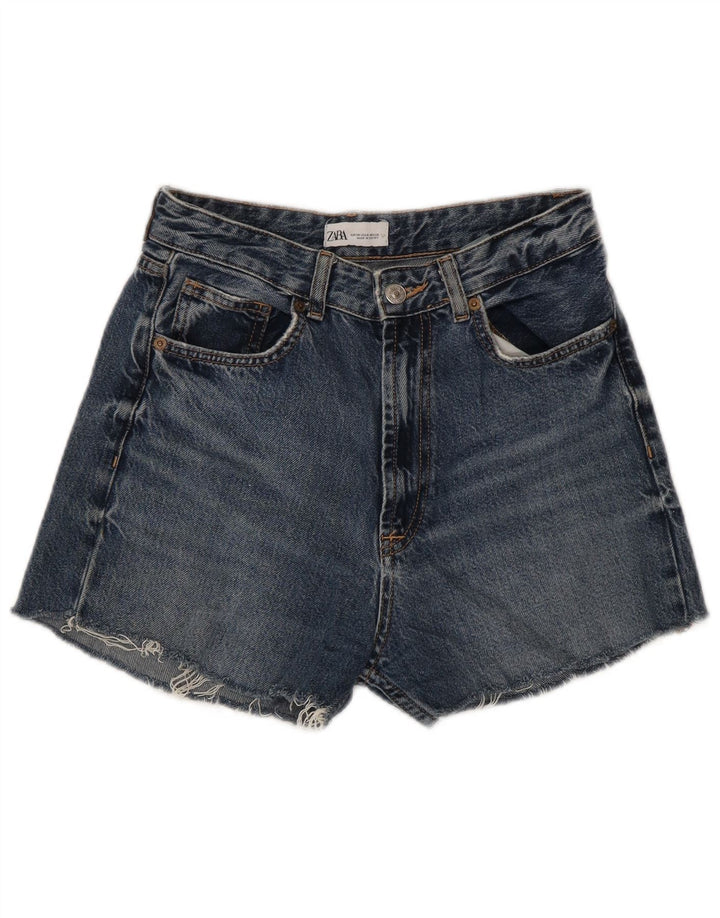 Pantaloncini di jeans da donna Zara EU 38 piccoli W28 cotone blu navy