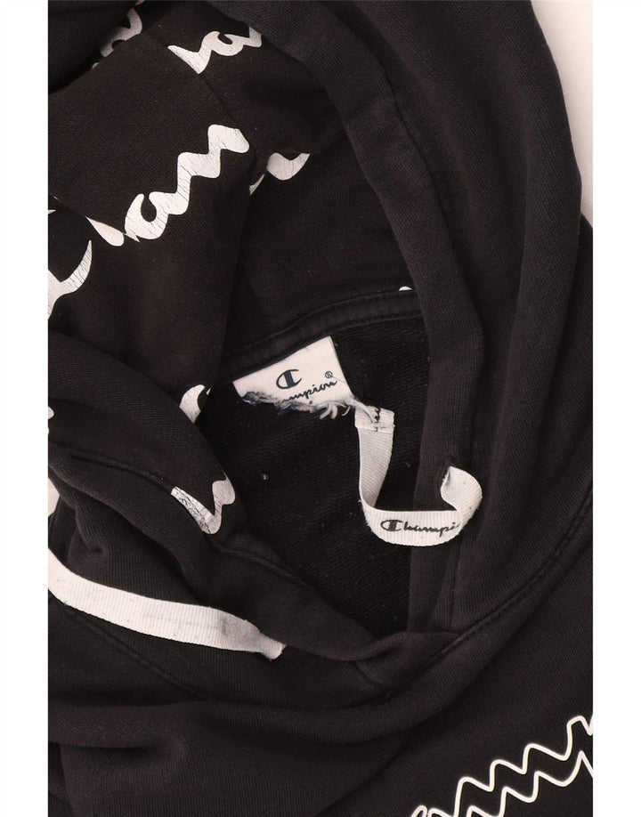 Maglione con cappuccio grafico da uomo Champion piccolo nero