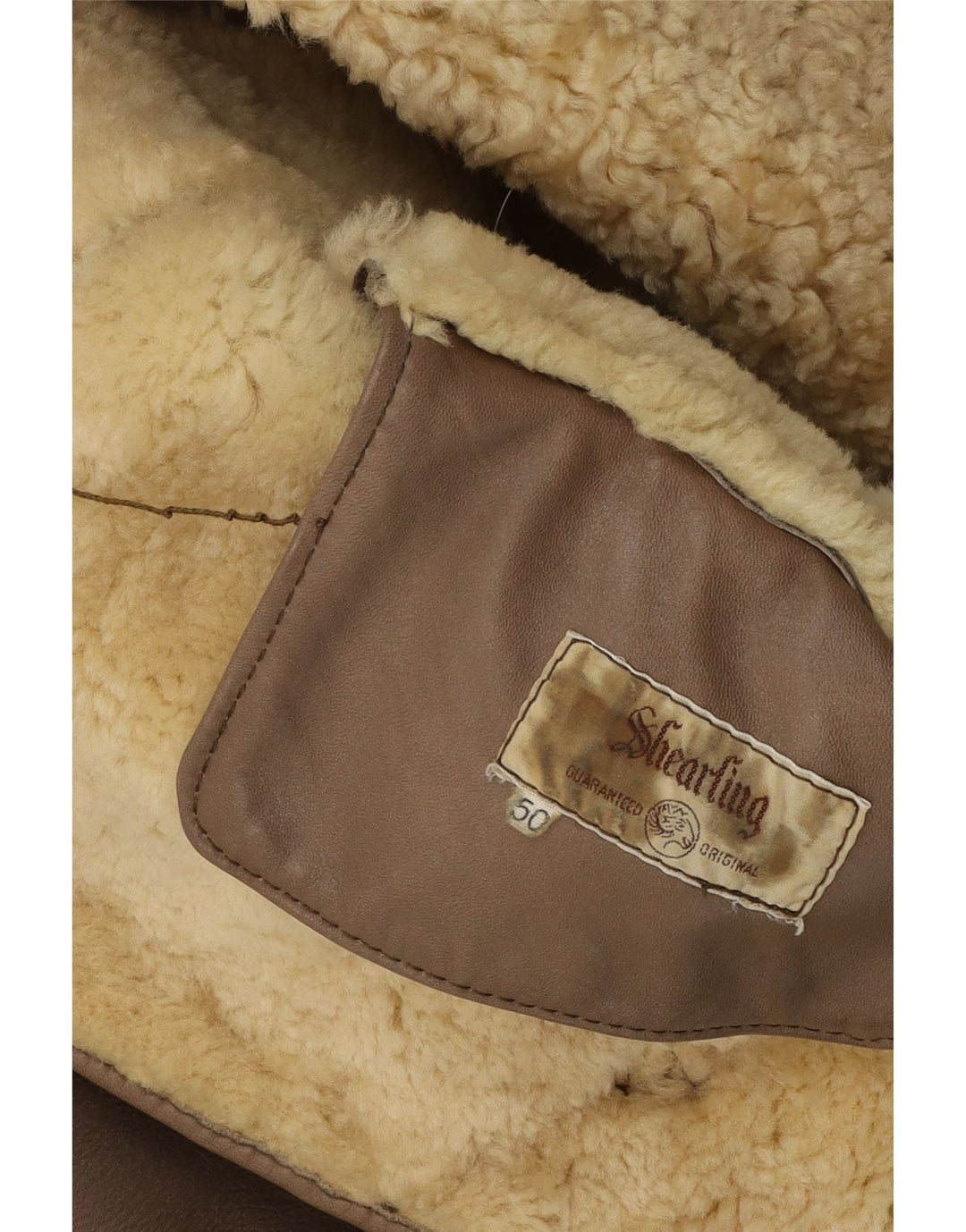 Giubbotto shearling vintage da uomo IT 50 grande in pelle grigia