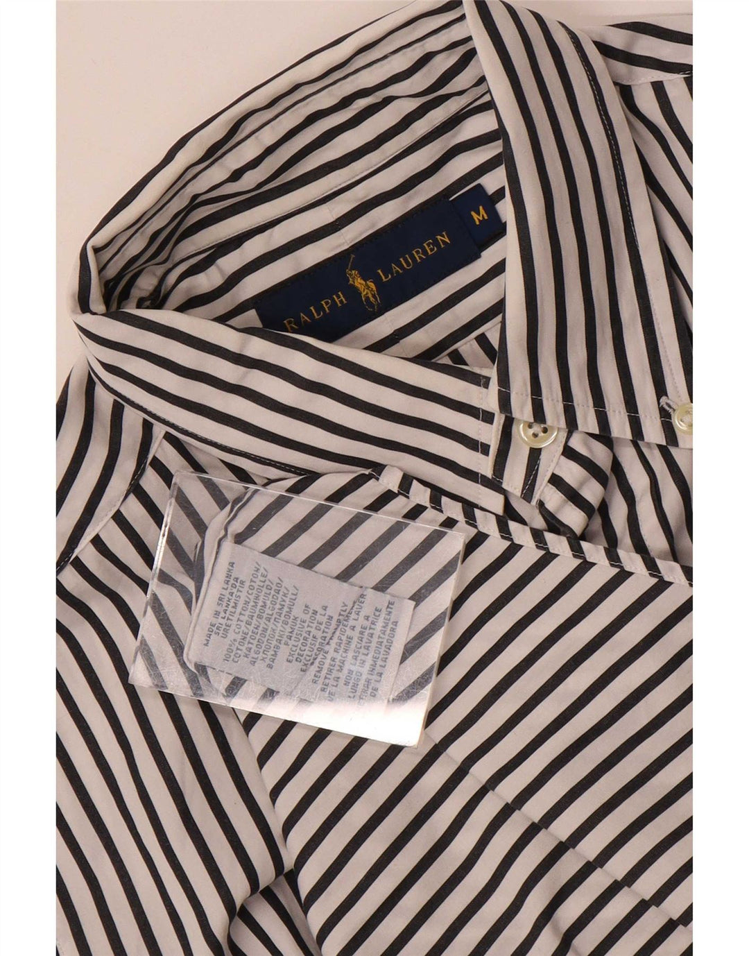 Camicia da uomo Ralph Lauren in cotone gessato bianco medio