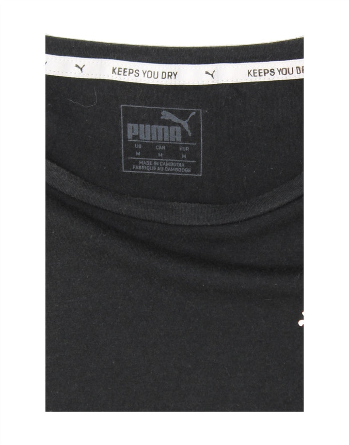 PUMA Womens Graphic T-Shirt Top UK 14 Medium Black Colourblock Polyester Vintage Puma and Second-Hand Puma from Messina Hembry 